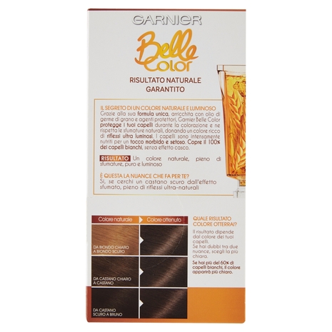 Garnier Belle Color Colore Luminoso, Tinta per Capelli Bianchi 24 Castano Scuro Naturale